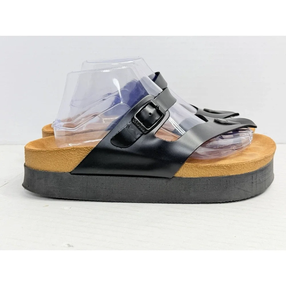 Moosefield Leather Platform Sandals Women's EU 41 US 10-10.5 Black Buckle